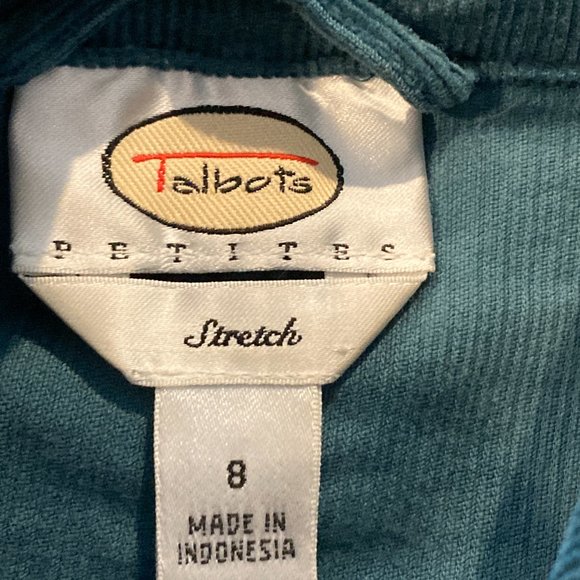 Talbots Corduroy Jacket, Teal, Size 8 petite - Picture 3 of 5